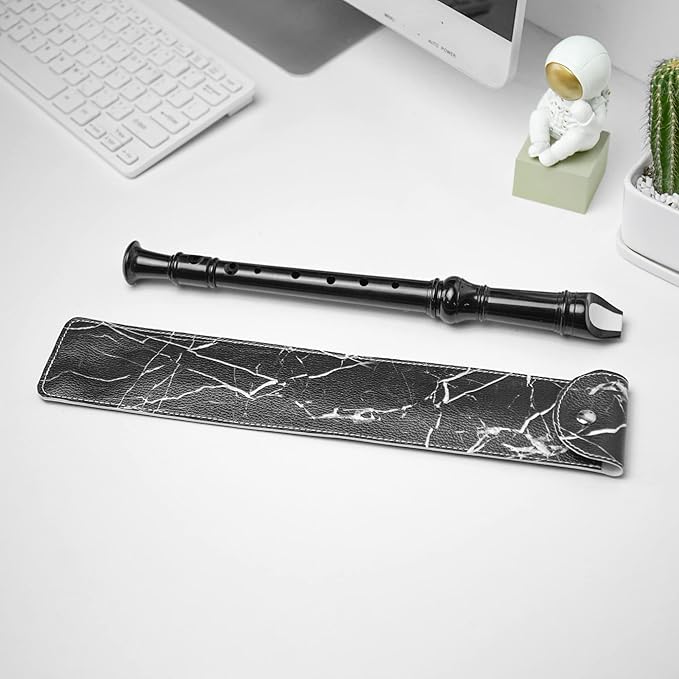 Recorder Instrument for Beginner Kids Adults,8-Hole Soprano Descant Recorder Music Flute with with Cleaning Rod & Leather Case For School Student Home Entertainment(2-Black Marble)