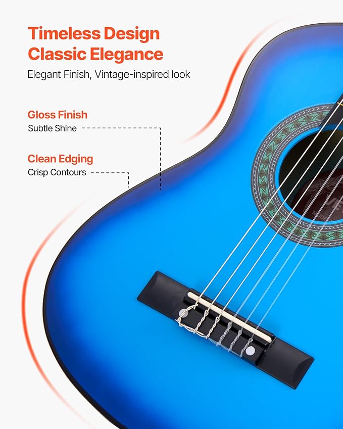 VEVOR Acoustic Guitar, Classical Guitar Starter Kit for Beginners, with Nylon Strings, Basswood Guitar, for Kids Adults Girls Boys Students