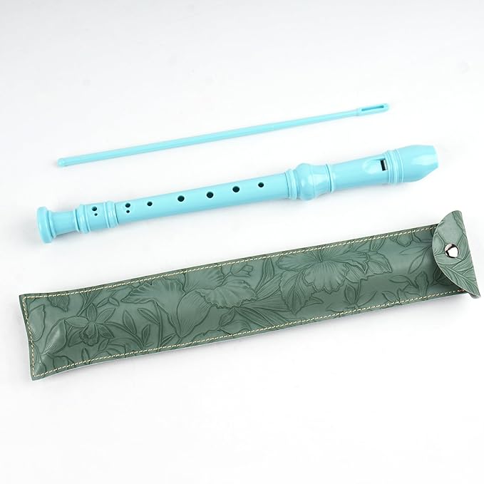 Recorder Instrument for Beginner Kids Adults,8-Hole Soprano Descant Recorder Music Flute with with Cleaning Rod & Leather Case For School Student Home Entertainment(2-Carved Dark Green)