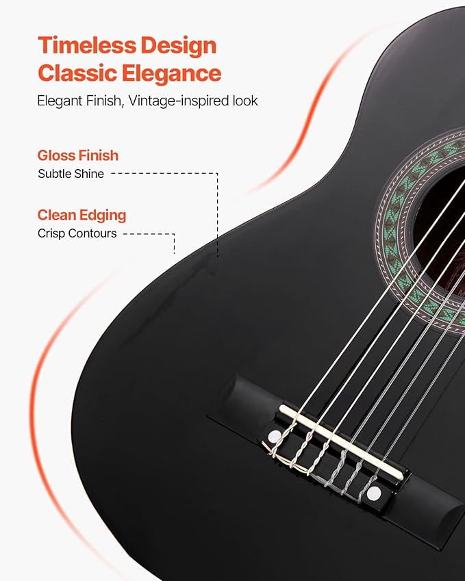 VEVOR Acoustic Guitar, Classical Guitar Starter Kit for Beginners, with Nylon Strings, Basswood Guitar, for Kids Adults Girls Boys Students