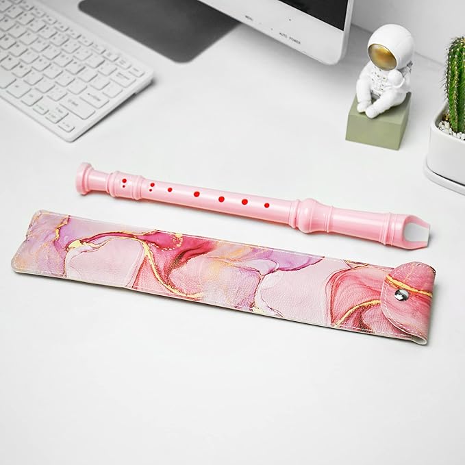 Recorder Instrument for Beginner Kids Adults,8-Hole Soprano Descant Recorder Music Flute with with Cleaning Rod & Leather Case For School Student Home Entertainment(2-Pink Splash-ink)
