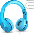 LilGadgets Connect+ Pro Wired Kids Headphones for School w/Microphone, Volume Limiting & Noise Reduction Over-Ear Headset with Cord, SharePort Technology & SoftTouch Padding, Blue Headphones for Kids