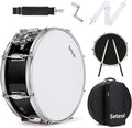 Snare Drum Kit, 14" x 5.5" Marching Snare Drum + Storage Padded Bag + Silent Mute Pad + Pair Of 5A Drumsticks + Drums Key, Portable Drums Hardware Set for Adults Kids Student Beginners (Black)