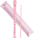 Recorder Instrument for Beginner Adults,8-Hole Soprano Descant Recorder Music Flute with with Cleaning Rod & Leather Case For Home Entertainment(2-Flash Woven Pink2)