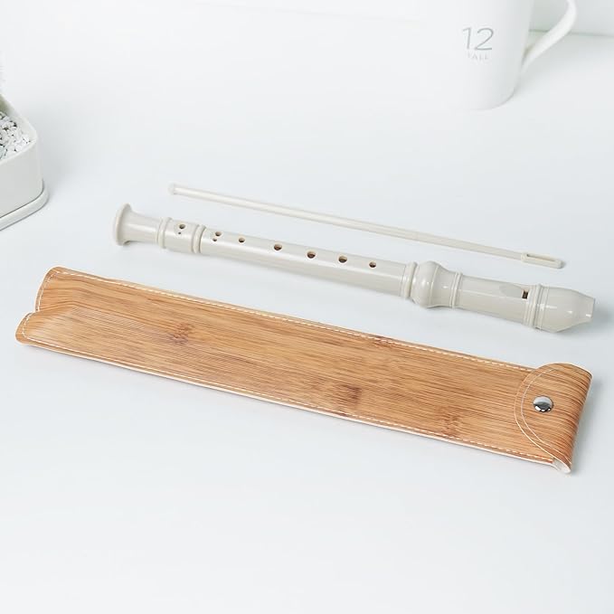 Recorder Instrument for Beginner Kids Adults,8-Hole Soprano Descant Recorder Music Flute with with Cleaning Rod & Leather Case For School Student Home Entertainment(2-Wood Beige)