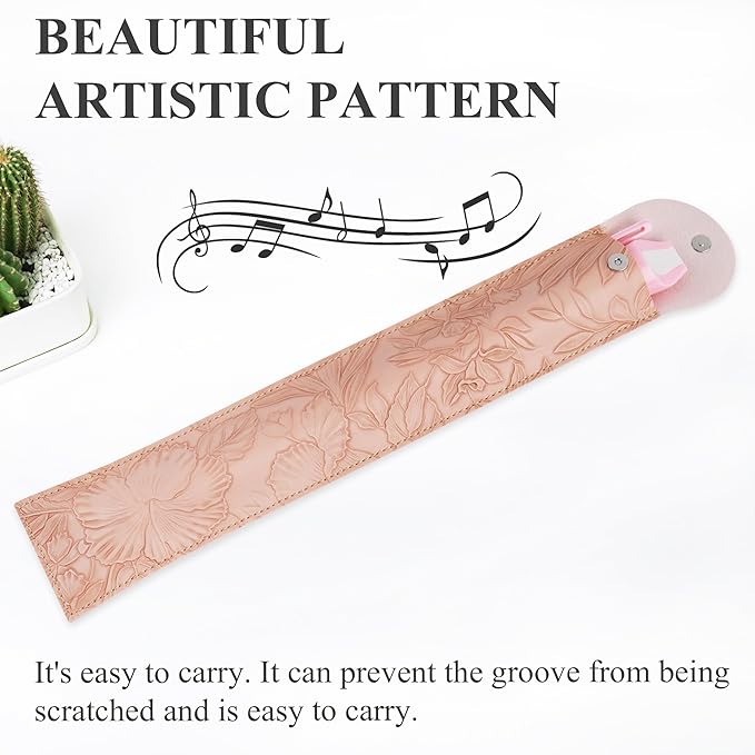 Recorder Instrument for Beginner Kids Adults,8-Hole Soprano Descant Recorder Music Flute with with Cleaning Rod & Leather Case For School Student Home Entertainment(2-Carved Pink)