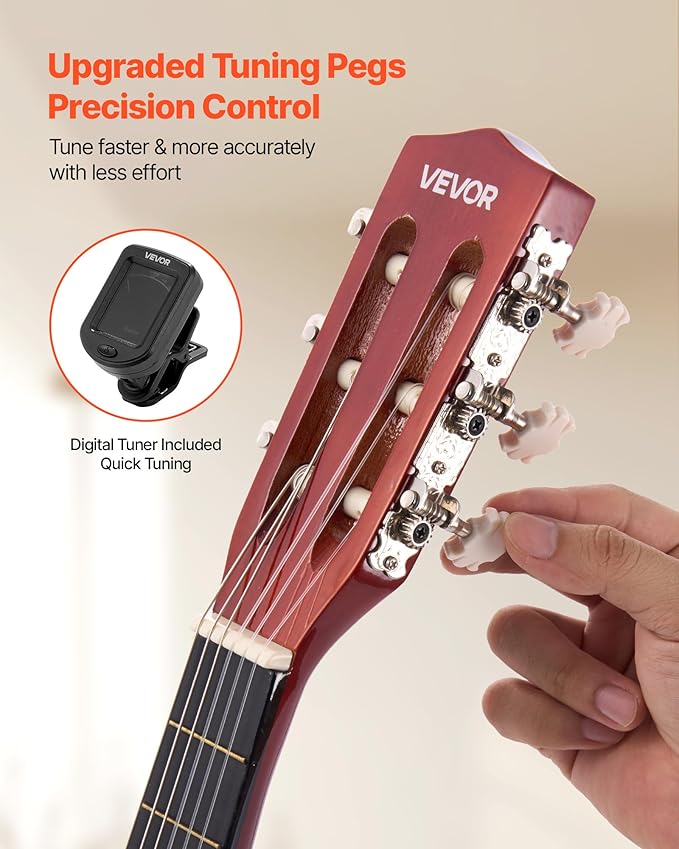 VEVOR Acoustic Guitar, Classical Guitar Starter Kit for Beginners, with Nylon Strings, Basswood Guitar, for Kids Adults Girls Boys Students
