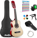Moukey 30" Acoustic Guitar for Beginners Kids Youth 1/4 Size Dreadnought Guitarra Acustica Kit with Chord Poster, Gig Bag, Tuner, Picks, Nylon Strings, Capo, Strap - Natural