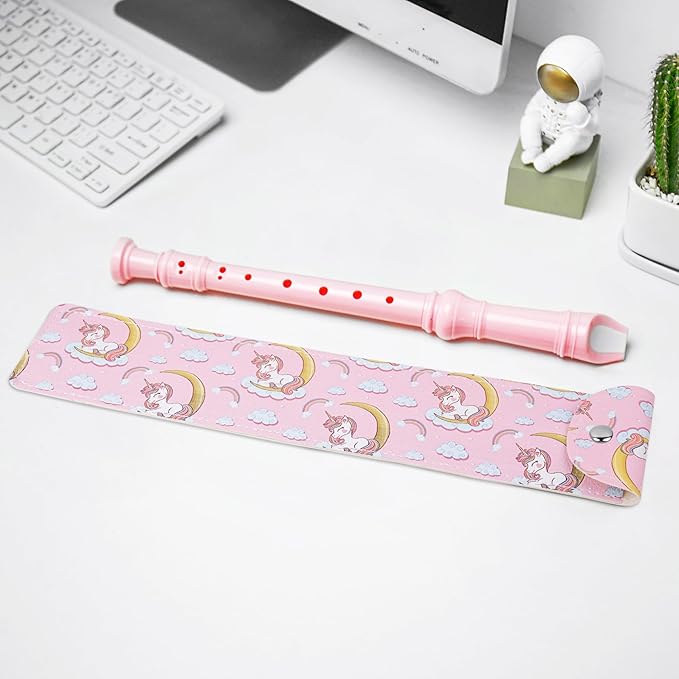 Recorder Instrument for Beginner Kids Adults,8-Hole Soprano Descant Recorder Music Flute with with Cleaning Rod & Leather Case For School Student Home Entertainment(4-Pink Unicorn Flamingo)