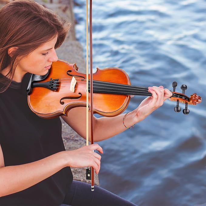 Vangoa 4/4 Violin Full Size Set Spruce Acoustic Violin Fiddle Beginner Kit for Adults Students Kids Teens with Hard Case, Rosin, Shoulder Rest, Bow, Strings, Note Stickers, Mute, Manual, Natural