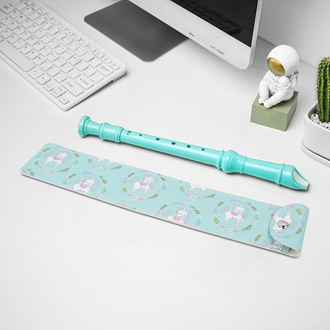 Recorder Instrument for Beginner Kids Adults,8-Hole Soprano Descant Recorder Music Flute with with Cleaning Rod & Leather Case For School Student Home Entertainment(2-Green Unicorn)