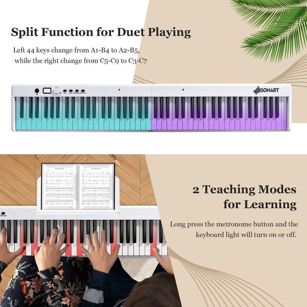88-Key Folding Electric Lighted Piano Full-Size Portable Keyboard MIDI