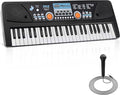 Pyle Electric Keyboard Piano - 49-Key Portable Digital Karaoke Piano with Stereo Speakers, Rechargeable Battery, and Wired Microphone for Beginners, Kids, Adults - 8 Rhythms, 16 Tones