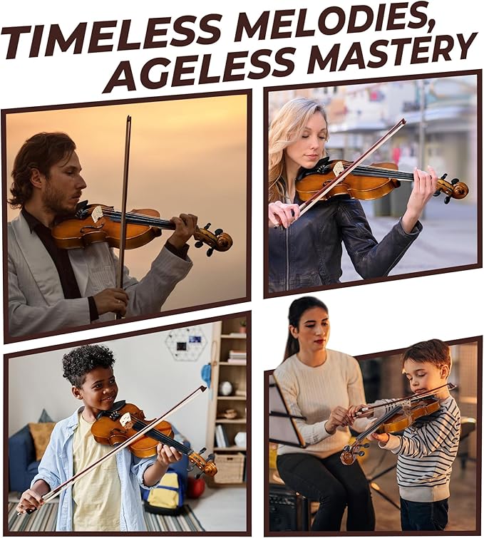 Vangoa Violin 3/4 Size for Kids Full Set, Beginners Fiddle Three Quarter Bundle Acoustic Violins Starter Kit Package Side Solidwood, Hard Case for School Students, Childrens, Adults Ages 9-12