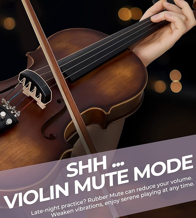 Vangoa Violin 4/4 Full Size Set, Varnish Fiddle Solid Wood for Professional Adults Senior Intermediate Beginners Student Starter Acoustic Violins Kit Outfit with Ebony Fitted, Hard Case, Right Handed