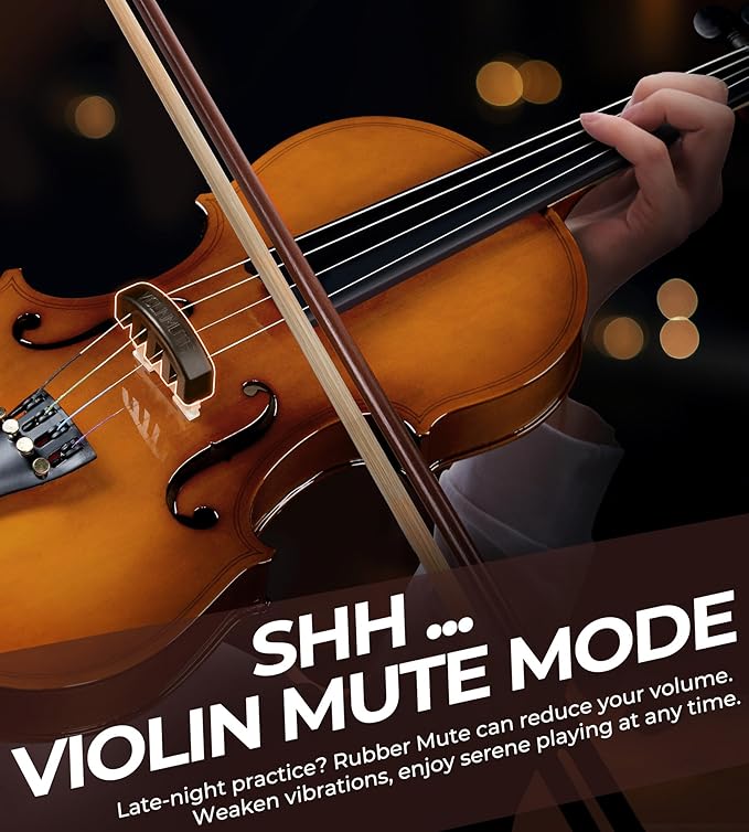 Vangoa Violin 1/2 Size Set Fiddle, Handcrafted Half Size Starter Acoustic Violins Kit with Solid Wood Side Board, Lightweight Hard Case for Beginners Learners, Children, Kids, Adults, Right Handed