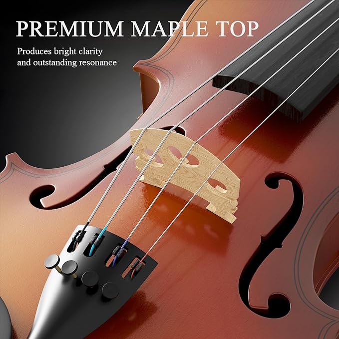 1/2 Violin Kit, Beginner Violin for Kids, Students, Complete Kids Violins Set with Case, Bow, Rosin, Ideal for Kids Violins Beginner Ages 5-9, Brown