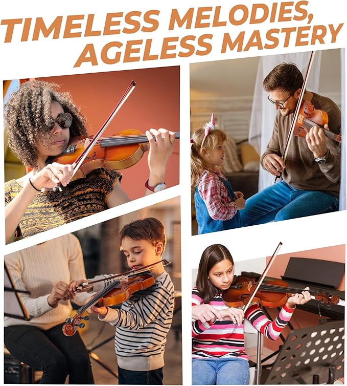 Vangoa Violin 1/2 Size for Kids Beginners Full Set, Spruce Childrens Fiddle Half Size Bundle Medium Acoustic Violins Starter Kit Package w/Side Solidwood, Hard Case for School Students Ages 6-9