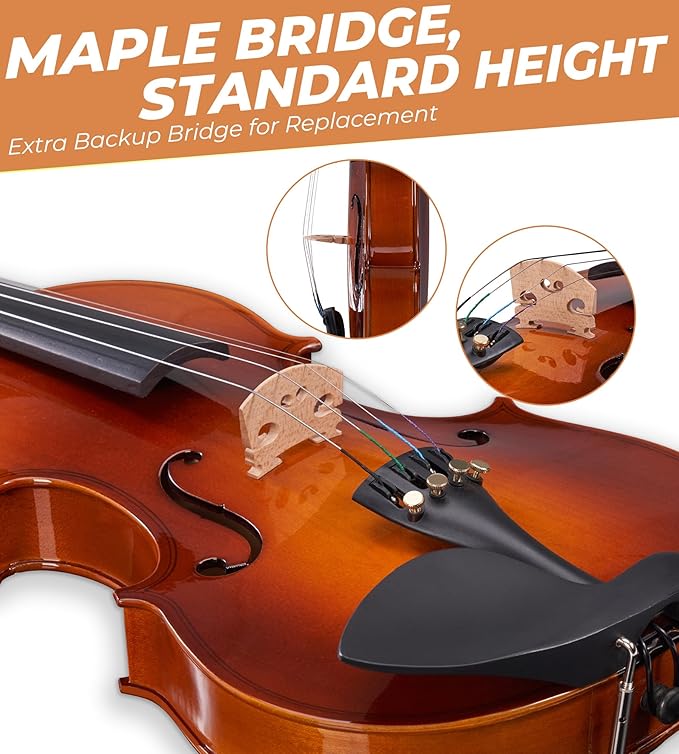 Vangoa Violin 1/2 Size for Kids Beginners Full Set, Spruce Childrens Fiddle Half Size Bundle Medium Acoustic Violins Starter Kit Package w/Side Solidwood, Hard Case for School Students Ages 6-9