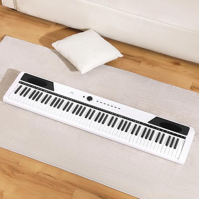 MUSTAR Digital Piano 88 Key Weighted with Stand, 88 Key Semi Weighted Keyboard Piano MEP-1400, Electric Piano Keyboard 88 Keys for Beginners, 2x25W Stereo Speakers, Case, Sustain Pedal, ABS, White