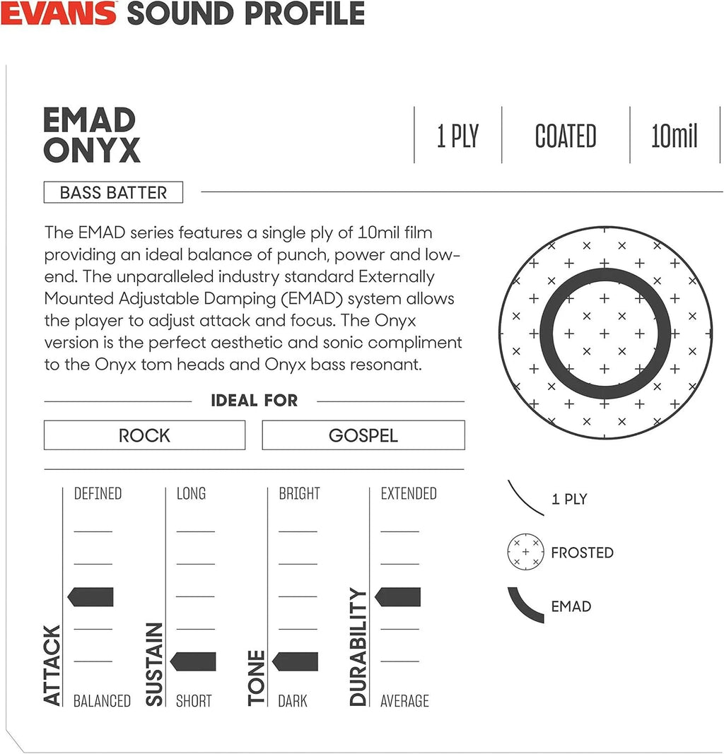 Evans EMAD Onyx Bass Batter
