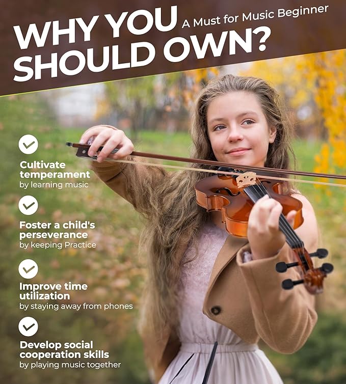Vangoa Violin 1/4 Size for Kids Beginners Full Set, Spruce Childrens Fiddle Quarter Bundle Outfit Small Acoustic Violins Starter Kit Package w/Side Solidwood, Hard Case for School Students Ages 4-6