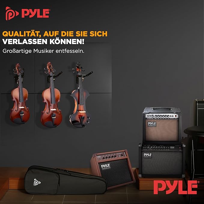 Pyle 1/4 Size Beginner Violin Starter Kit, Violin Starter Package with Travel Case & Bow, Extra Strings, Digital Tuner, Shoulder Rest & Cleaning Cloth for Students, Kids, Adults