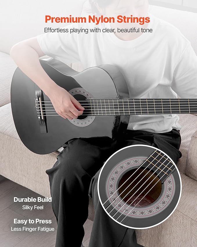 VEVOR Acoustic Guitar, Classical Guitar Starter Kit for Beginners, with Nylon Strings, Basswood Guitar, for Kids Adults Girls Boys Students