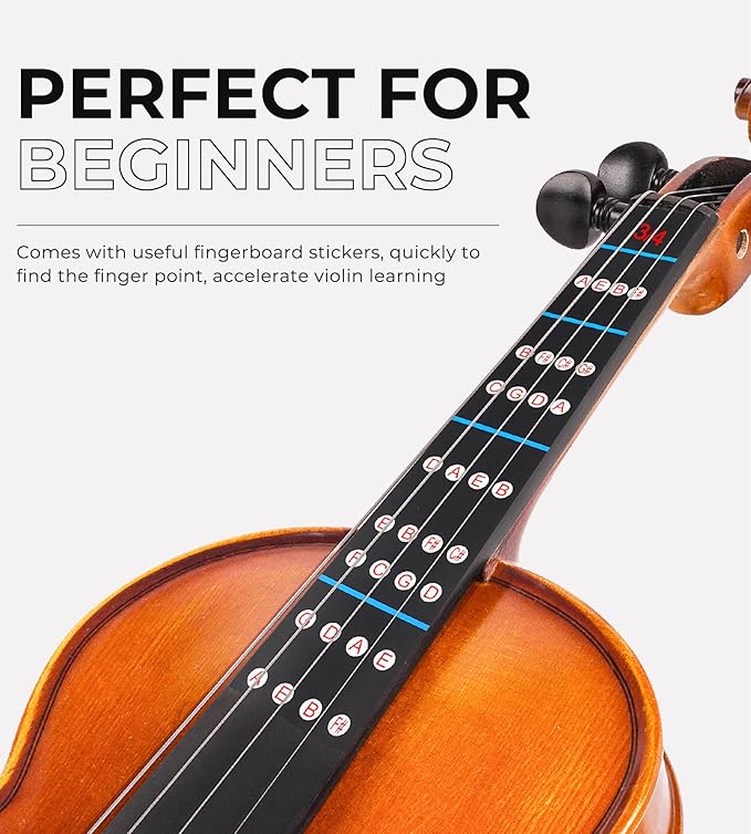 Vangoa 3/4 Violin Beginner Acoustic Violin Fiddle Three Quarters Starter Set for Students with Violin Case, Rosin, Shoulder Rest, Tuner, Strings, Violin Bow, Fingerboard Sticker, Mute, Natural
