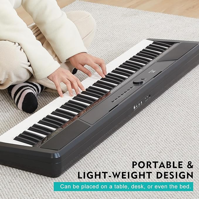 MUSTAR Digital Piano 88 Key Weighted with Stand, 88 Key Semi Weighted Keyboard Piano MEP-1100, Electric Piano Keyboard 88 Keys for Beginners, 2x25W Stereo Speakers, Case, Sustain Pedal, ABS, Black