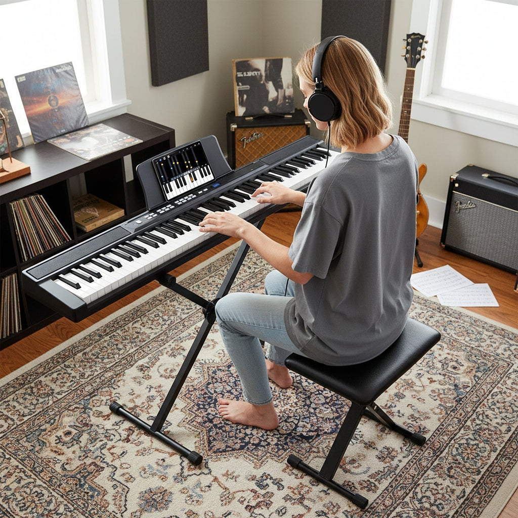 88-Key Electric Piano Keyboard with Adjustable Stand and Portable Bag