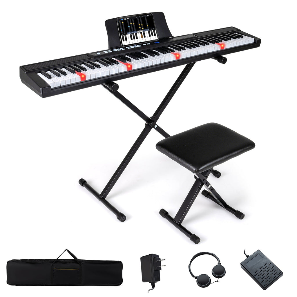 88-Key Electric Piano Keyboard with Adjustable Stand and Portable Bag