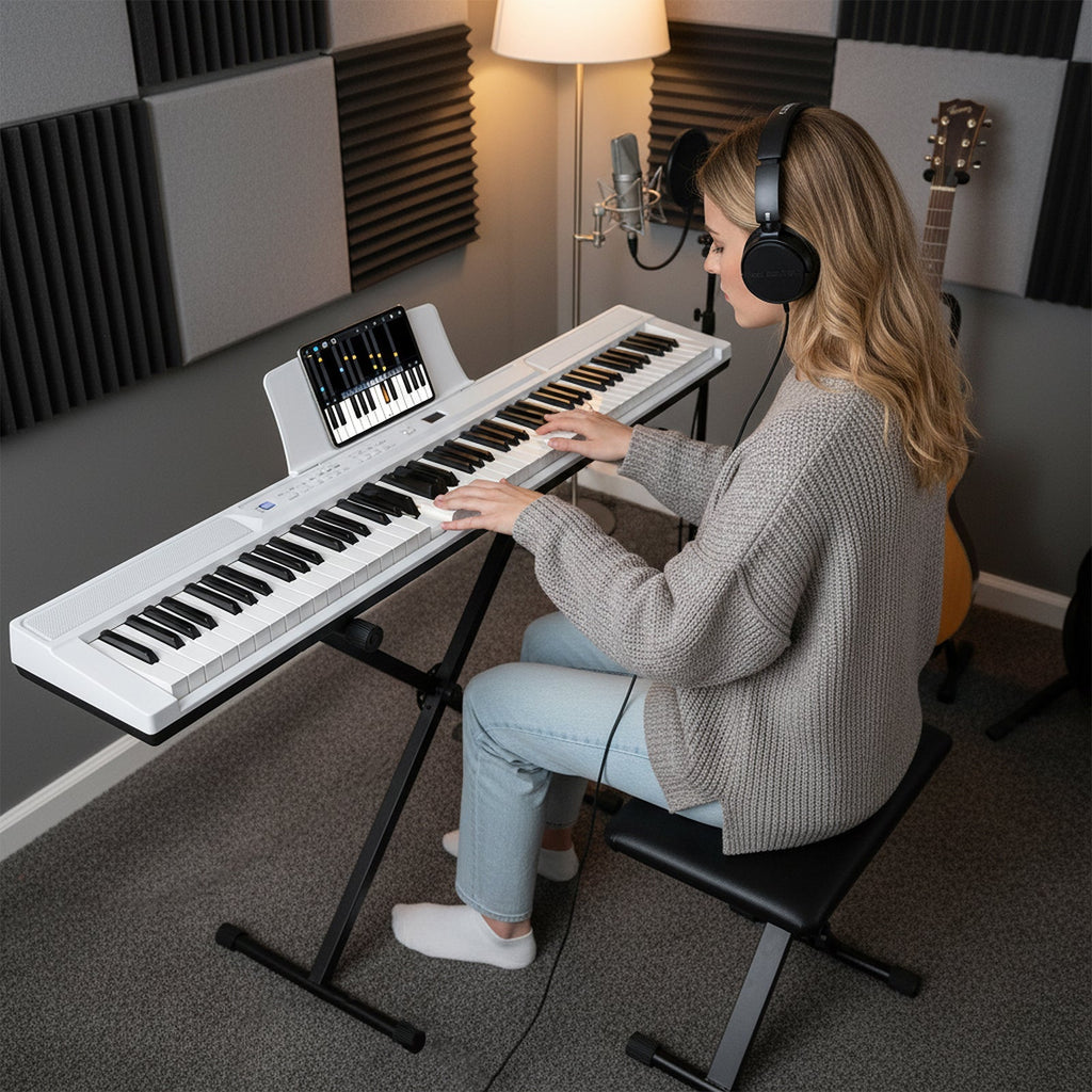 88-Key Electric Piano Keyboard with Adjustable Stand and Portable Bag