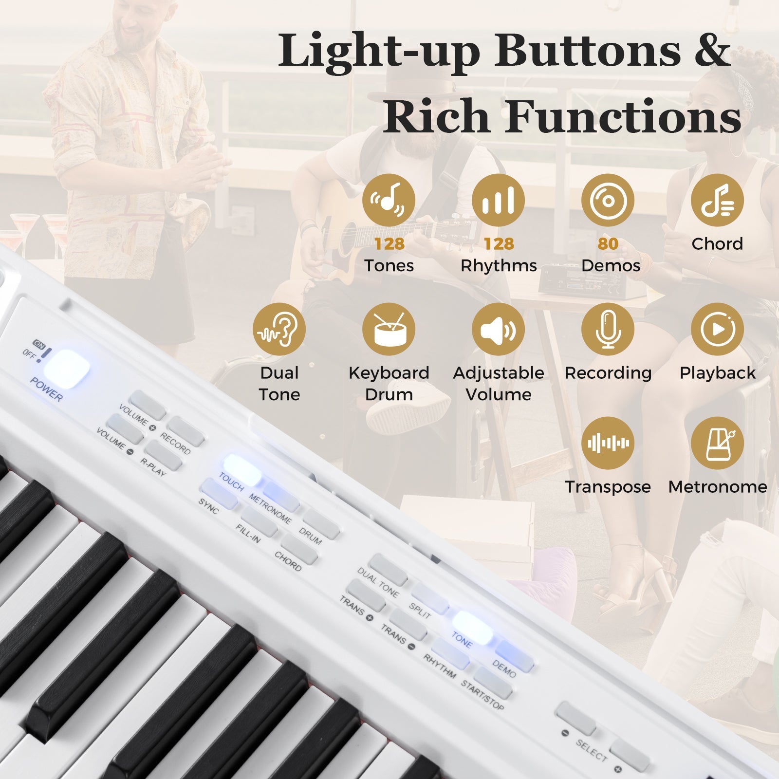 88-Key Electric Piano Keyboard with Adjustable Stand and Portable Bag