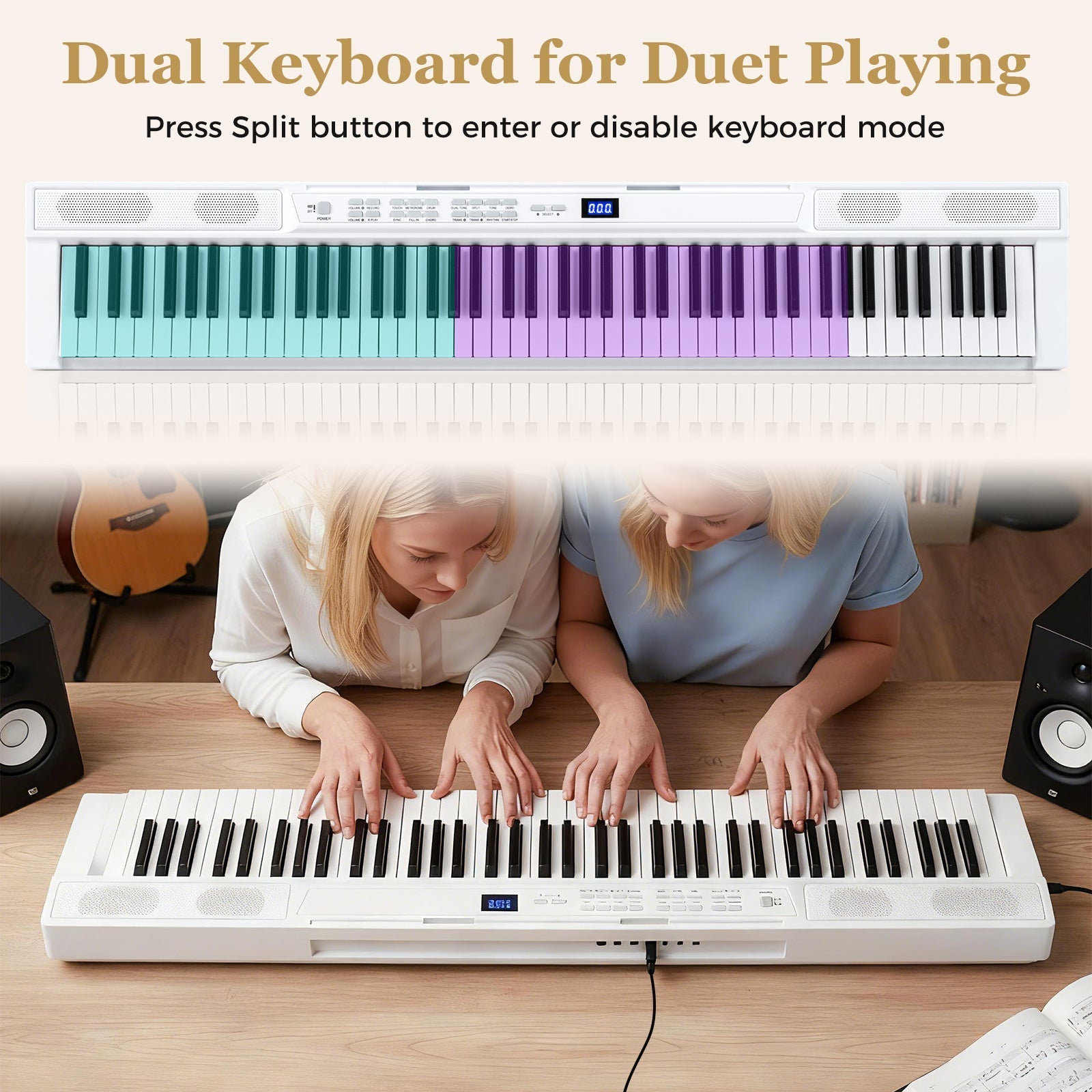 88-Key Electric Piano Keyboard with Adjustable Stand and Portable Bag