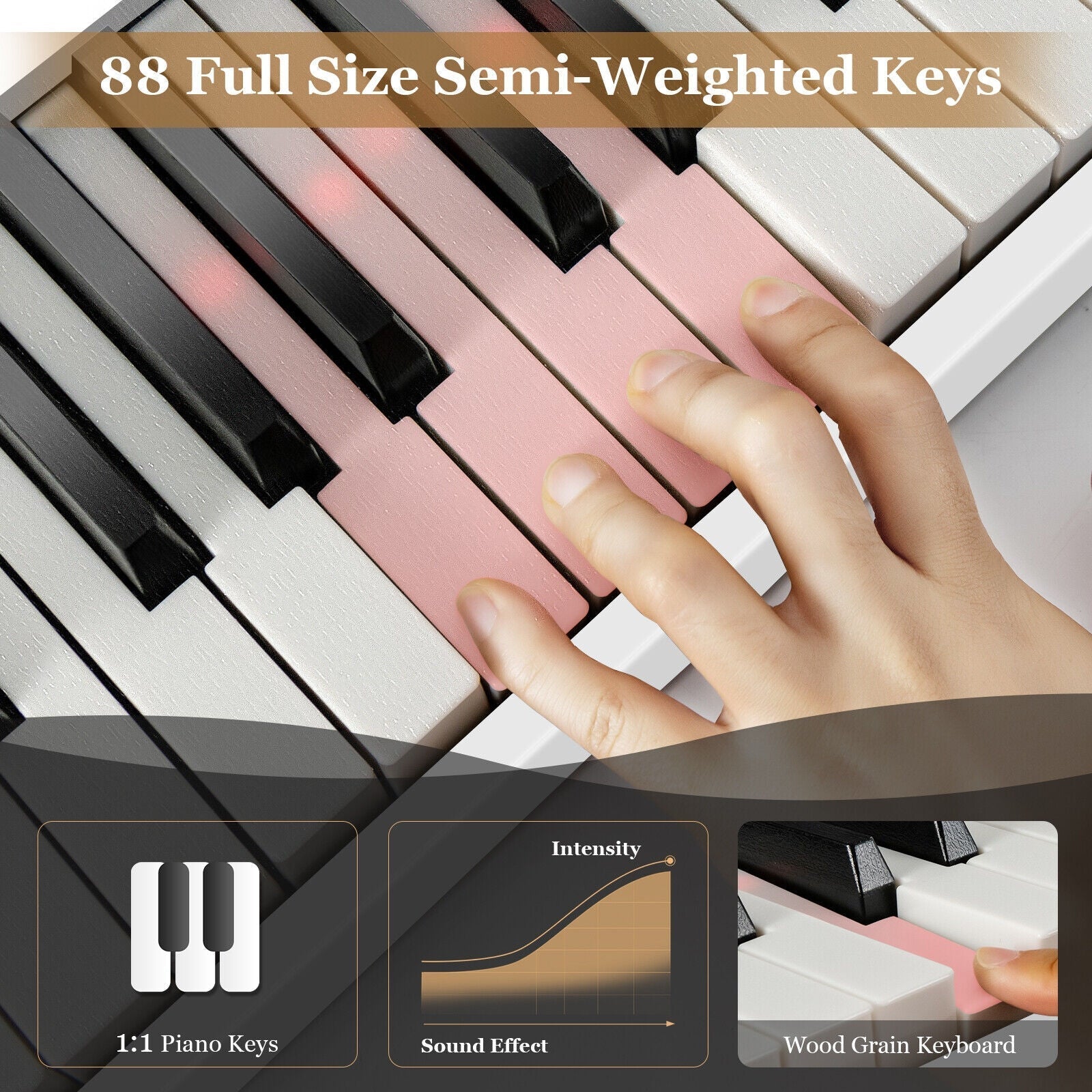 88-Key Folding Electric Lighted Piano Full-Size Portable Keyboard MIDI