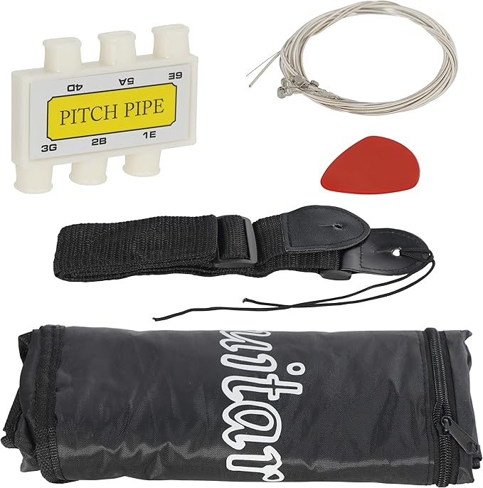Smartxchoices 6 String 38" Acoustic Guitar Bundle with Gig Bag Strap Pitch Pipe Extra Strings Set Pick for Beginners Starter Kids Girls Youths Students Right-handed (Black)