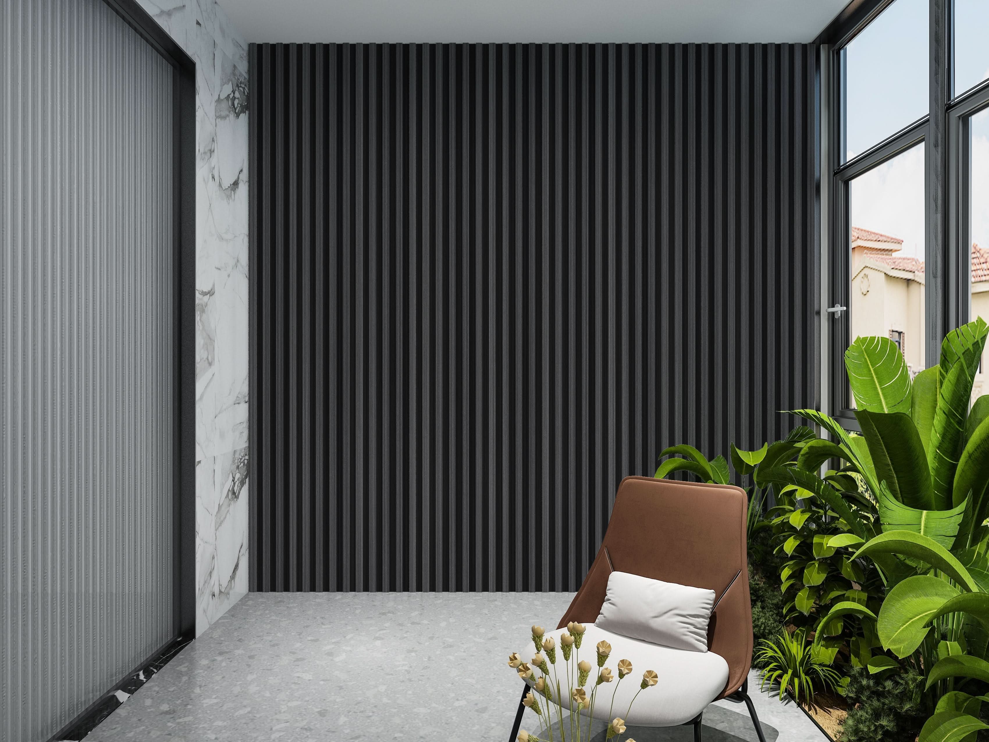 Carborn Gray WPC Fluted 3D Wall Panels |  42.9 sq. ft./Box