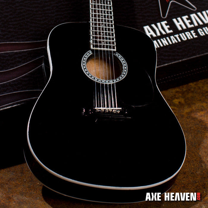 Classic Black Finish Miniature Acoustic Guitar Replica Collectible