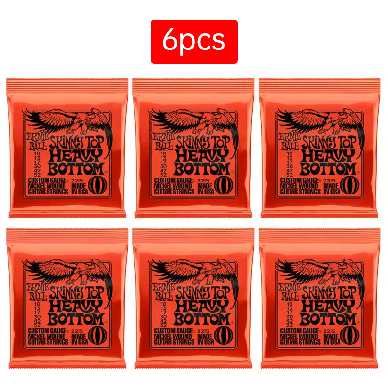 6 sets of Ernie Ball Slinky guitar strings (models 2003, 2215, 2223, 2221, nickel - wound) for electric & acoustic guitars