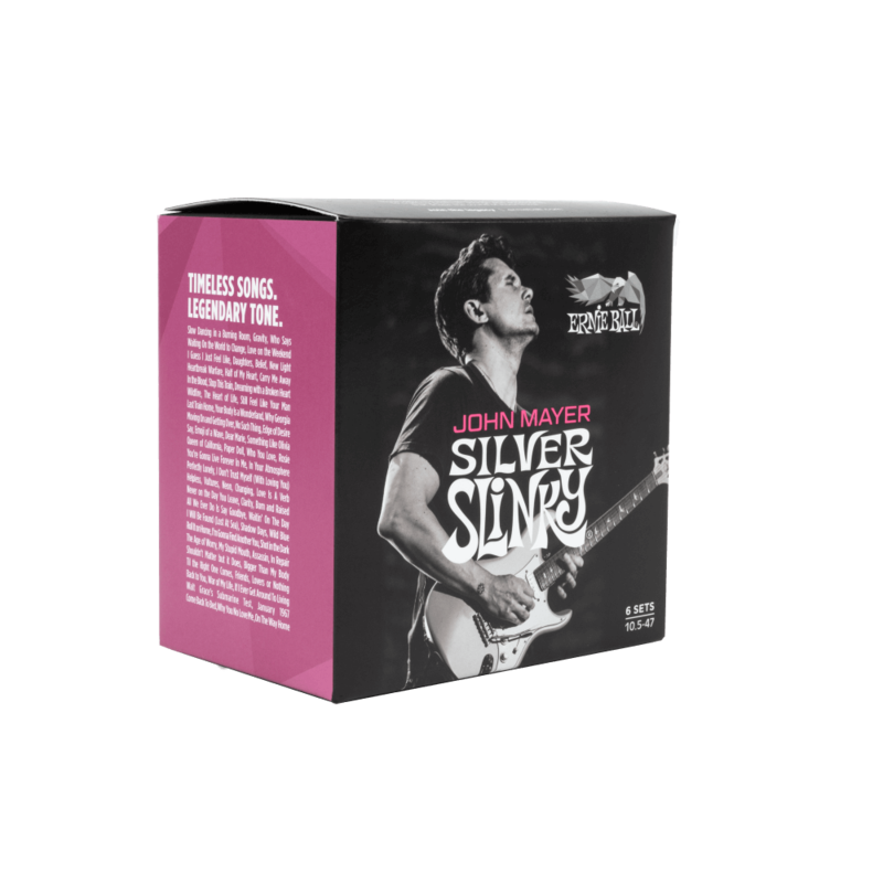 Ernie Ball John Mayer Silver Slinky Nickel Wound Electric Guitar Strings 3-Pack Tin - 10.5-47 Gauge