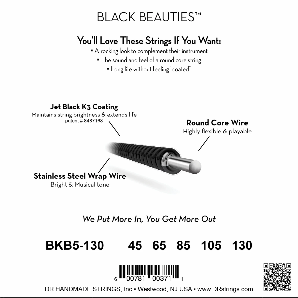 DR Strings Black Beauties Bass 5 Strings 45-130 BKB5-130
