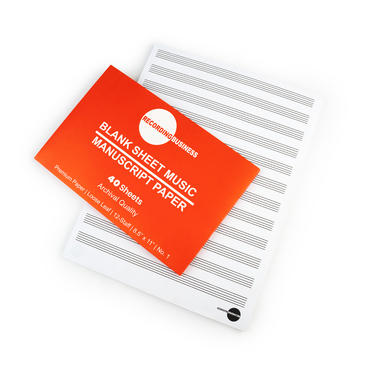 Blank Sheet Music - Manuscript Paper (40 Sheets) LOOSE LEAF 12-Staff Paper