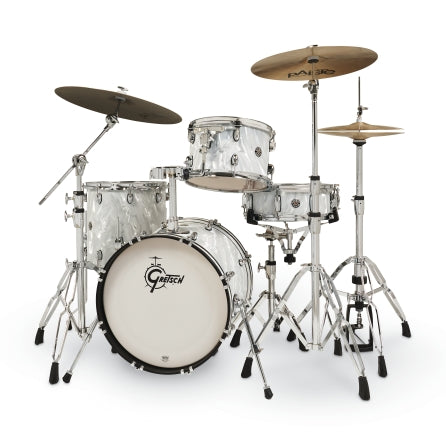 Gretsch Catalina Club 4 Piece Shell Pack (18/12/14/14SN) White Satin Flame | Gretsch Import