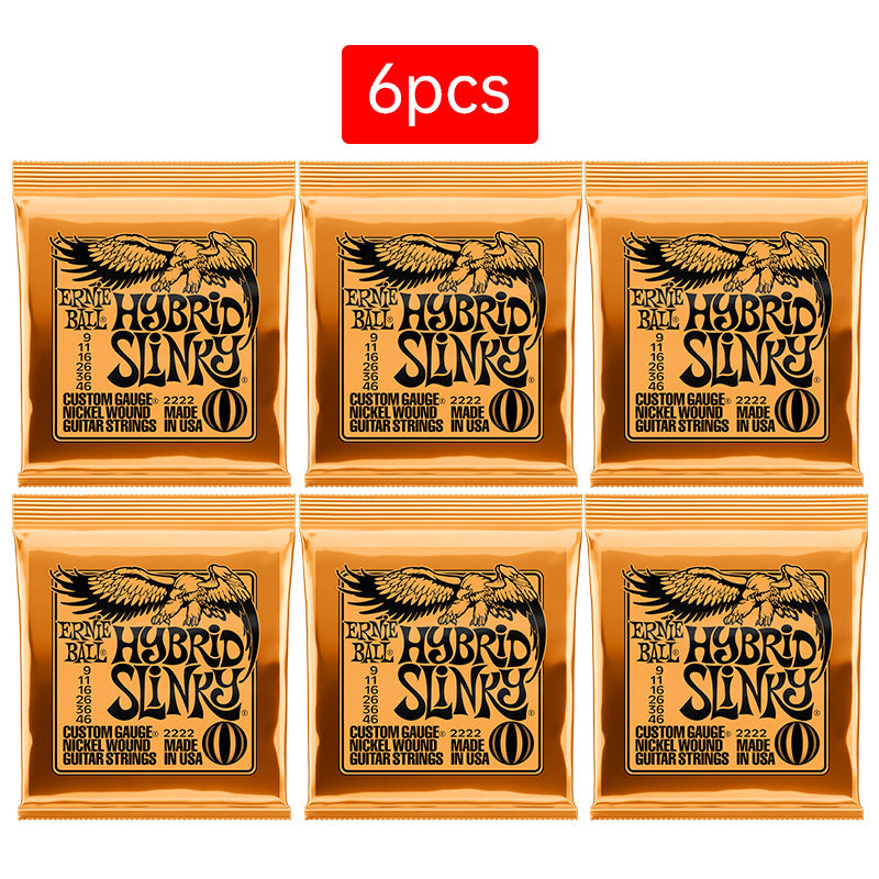 6 sets of Ernie Ball Slinky guitar strings (models 2003, 2215, 2223, 2221, nickel - wound) for electric & acoustic guitars