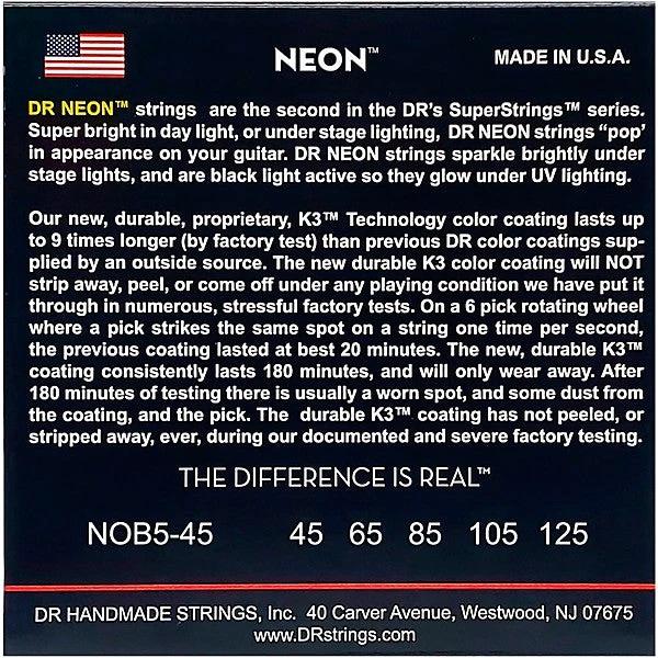 DR Strings NEON Hi-Def Orange Medium 5-String Bass NOB5-45