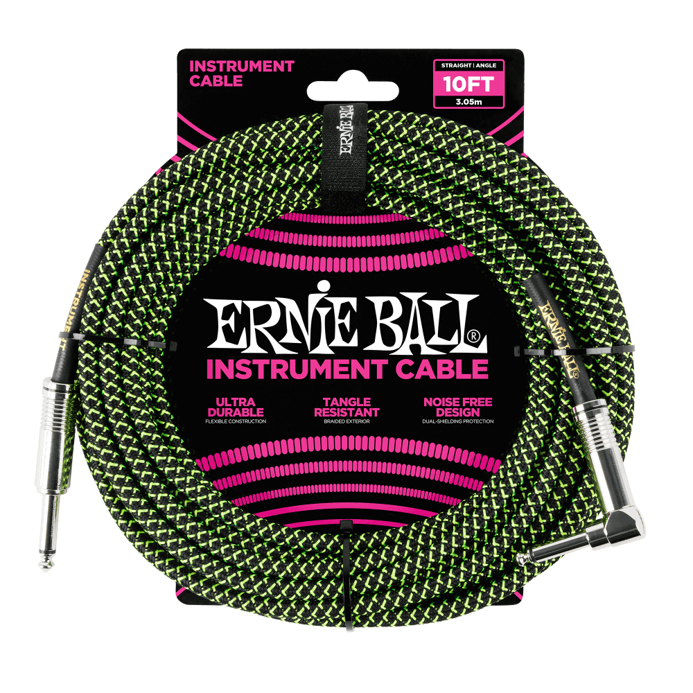 Ernie Ball 10ft Braided Instrument Cable (Straight/Angle)