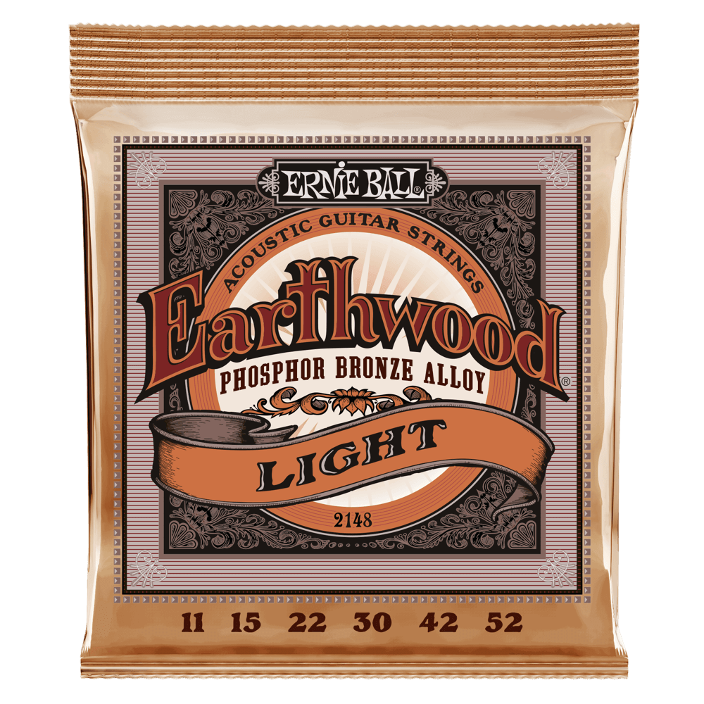 Ernie Ball 11-52 Light Earthwood Phosphor Bronze Acoustic Guitar Strings P02148