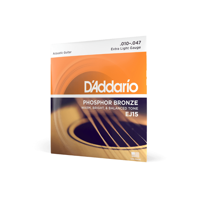 D'Addario EJ15 Phosphor Bronze Acoustic Guitar Strings, 10-47 Extra Light
