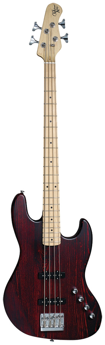 Element 4 Electric Bass – Trans-Red Finish With Open Pore Maple Fretboard, Michael Kelly four-string electric bass | Backline Music Gear